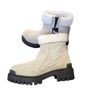 Miz Mooz Hessy Lug Sole Boots Cream Suede Womens NEW